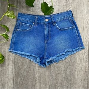 BULLHEAD High Rise Cut Off Mini Shorts Size 26 Womens Juniors Blue Jean Western